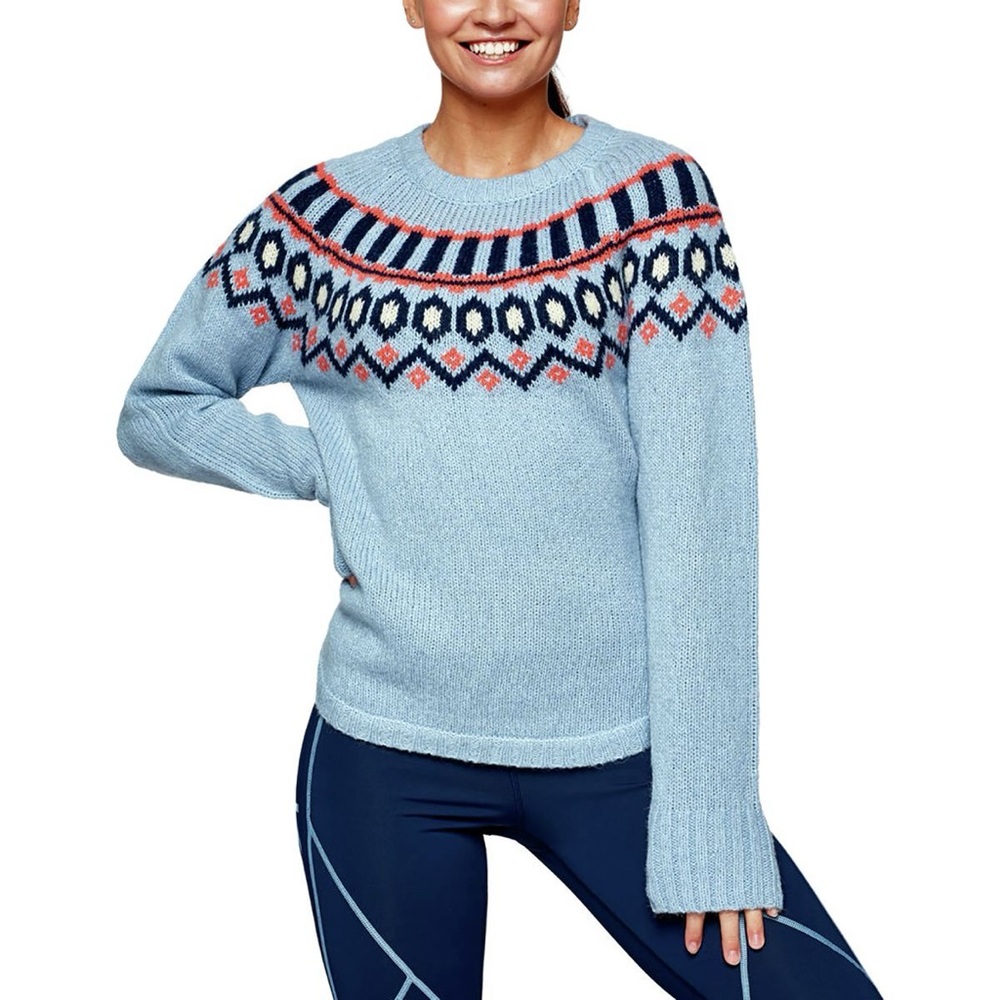 Kari Traa Light Blue Patterned Crew Neck Sweater